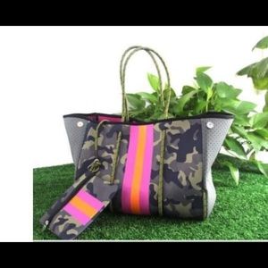 Camo Neoprene Contrast Tote